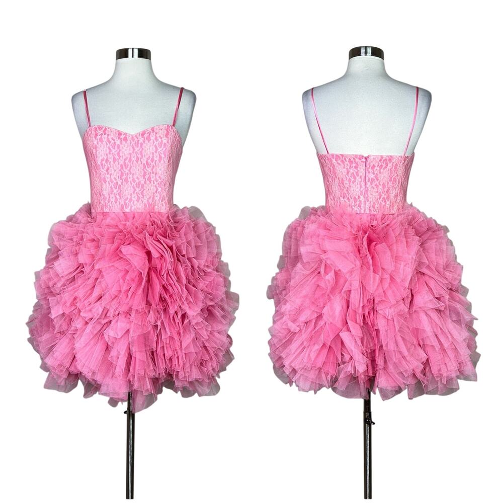 NEW Betsey Johnson | Pink Tulle Lace Party Dress Tulle Ruffle Y2K Size 4 NWT
